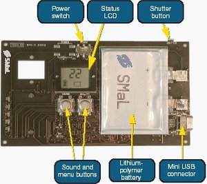SMaL's 1.3 Megapixel UltraPocket digital camera. Courtesy of SMaL, with modifications by Michael R. Tomkins.