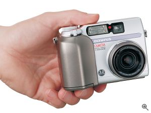 Olympus' Camedia C-3020 Zoom digital camera. Courtesy of Olympus, with modifications by Michael R. Tomkins. Click for a bigger picture!