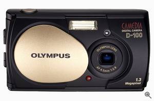 Olympus' Camedia Brio D-100 digital camera, front  view. Courtesy of Olympus. Click for a bigger picture!