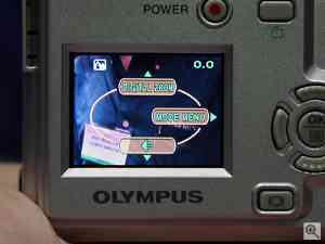 Olympus' Camedia C-700 UltraZoom digital camera,  closeup of menu system. Copyright (c) 2001, The Imaging Resource.  All rights reserved. Click for a bigger picture!
