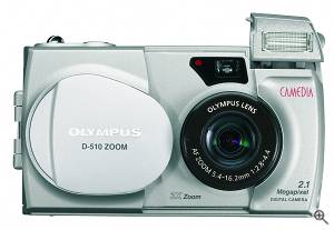 Olympus' Camedia D-510 Zoom digital camera, front view. Courtesy of Olympus. Click for a bigger picture!
