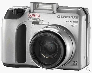 Olympus' Camedia C-720 UltraZoom digital camera. Courtesy of Olympus, with modifications by Michael R. Tomkins.
