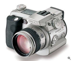 Minolta's DiMAGE 7i digital camera. Courtesy of Minolta, with modifications by Michael R. Tomkins.