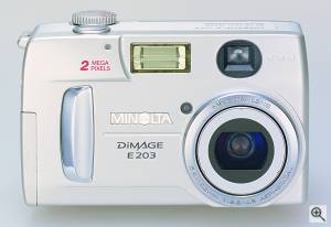 Minolta's DiMAGE E203 digital camera. Courtesy of Minolta. Click for a bigger picture!