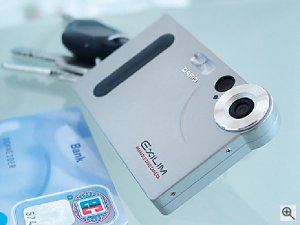 Casio's Exilim EX-S1 digital camera. Courtesy of Casio, with modifications by Michael R. Tomkins.
