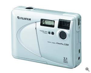 Fuji's FinePix 2300 digital camera, front left  quarter view. Courtesy of Fuji - click for a bigger picture!