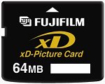 Fuji's 64MB xD-Picture Card. Courtesy of Fuji Photo Film Co. Ltd., with modifications by Michael R. Tomkins.