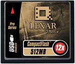 Lexar's 512MB Type-I CompactFlash card. Courtesy of Lexar Media Inc.