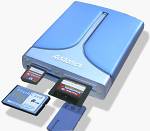 Addonics' Pocket DigiDrive flash media reader. Courtesy of Addonics, with modifications by Michael R. Tomkins.