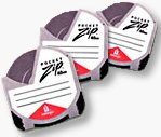 Iomega's PocketZip disks. Courtesy of Iomega, with modifications by Michael R. Tomkins.