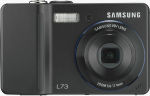 Samsung's L73 digital camera. Courtesy of Samsung, with modifications by Michael R. Tomkins. Click for a bigger picture!