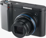 Samsung's NV11 digital camera. Courtesy of Samsung, with modifications by Michael R. Tomkins.