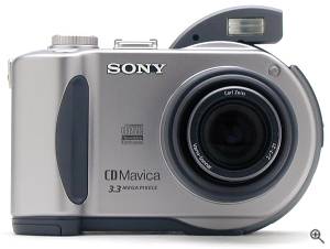 Sony's MVC-CD300 digital camera, front view.  Copyright (c) 2001, The Imaging Resource. All rights reserved. Click for a bigger picture!