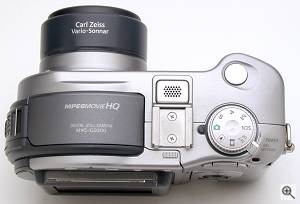 Sony's MVC-CD300 digital camera, top view. Copyright  (c) 2001, The Imaging Resource. All rights reserved. Click for a bigger picture!