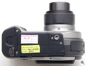 Sony's MVC-CD300 digital camera, bottom view.  Copyright (c) 2001, The Imaging Resource. All rights reserved. Click for a bigger picture!