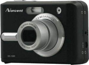 Norcent's DC-1020 digital camera. Courtesy of Norcent, with modifications by Michael R. Tomkins.