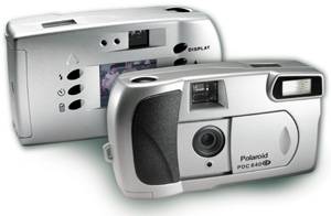 Polaroid's PDC 640  CF digital camera, shown front and back together. Courtesy of Polaroid Corp.