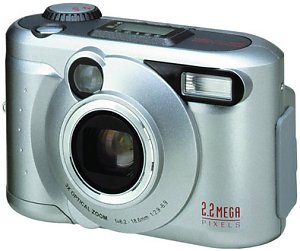 Toshiba's PDR-M25 digital camera. Courtesy of Toshiba, with modifications by Michael R. Tomkins.