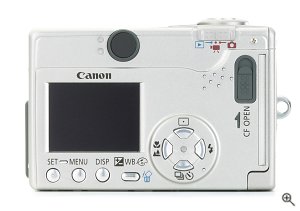 Canon's PowerShot S200 digital camera. Courtesy of Canon, with modifications by Michael R. Tomkins.