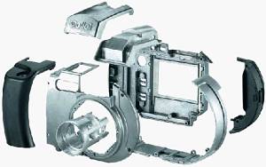 Rollei's d 30 flex digital camera - a look at the cast aluminum chassis. Courtesy of Rollei.