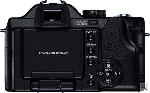Leica's V-LUX 1 digital camera. Courtesy of Leica, with modifications by Michael R. Tomkins. Click for a bigger picture!