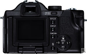 Leica's V-LUX 1 digital camera. Courtesy of Leica, with modifications by Michael R. Tomkins. Click for a bigger picture!