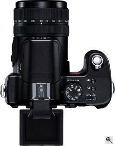 Leica's V-LUX 1 digital camera. Courtesy of Leica, with modifications by Michael R. Tomkins. Click for a bigger picture!