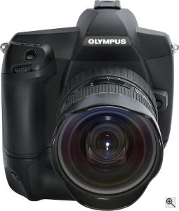 Olympus' E-System prototype. Courtesy of Olympus, with modifications by Michael R. Tomkins.