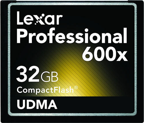 Lexar's 32GB Professional 600x UDMA CompactFlash card. Photo provided by Micron Technology Inc. Click for a bigger picture!