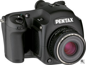 Pentax's 645 Digital. Courtesy of Pentax, with modifications by Michael R. Tomkins. Click for a bigger picture!