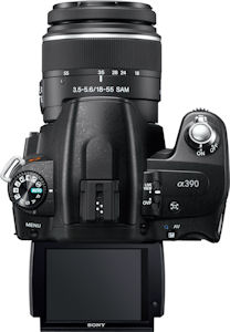 Sony's Alpha DSLR-A390 digital camera. Photo provided by Sony Electronics Inc. Click for a bigger picture!