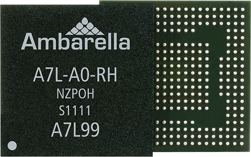 The Ambarella A7L system-on-chip is capable of thirty 16-megapixel frames per second, 60fps Full HD video with H.264 compression, and a variety of functions such as sweep panorama, HDR imaging, and image stacking. Photo provided by Ambarella Inc. Photo provided by Ambarella Inc. Click for a bigger picture!