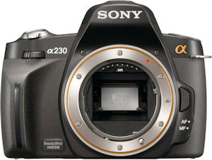 Sony's Alpha DSLR-A230 digital SLR. Photo provided by Sony Electronics Inc. Click for a bigger picture!