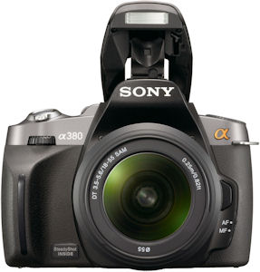 Sony's Alpha DSLR-A380 digital SLR. Photo provided by Sony Electronics Inc. Click for a bigger picture!