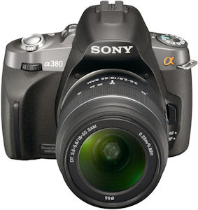 Sony's Alpha DSLR-A380 digital SLR. Photo provided by Sony Electronics Inc. Click for a bigger picture!