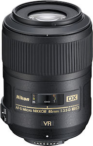 Nikon's AF-S DX Micro NIKKOR 85mm f/3.5G ED VR lens. Photo provided by Nikon Inc. Click for a bigger picture!