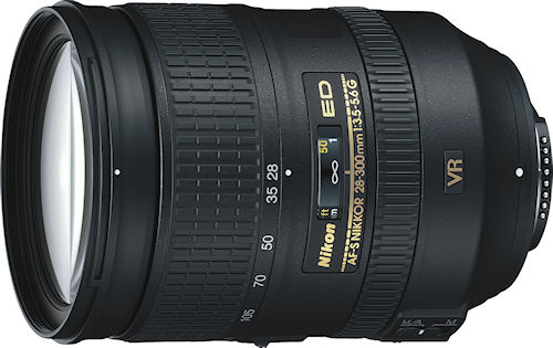 Nikon's AF-S NIKKOR 28-300mm f/3.5-5.6G ED VR lens. Photo provided by Nikon Inc. Click for a bigger picture!