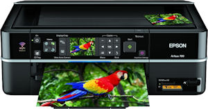 Epson's Artisan 700 all-in-one. Courtesy of Epson, with modifications by Michael R. Tomkins. Click for a bigger picture!