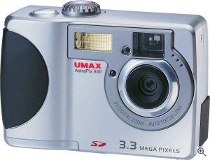 UMAX's AstraPix 630 digital camera. Courtesy of UMAX, with modifications by Michael R. Tomkins. Click for a bigger picture!