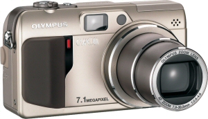 Olympus' Camedia C-7000 Zoom digital camera. Courtesy of Olympus, with modifications by Michael R. Tomkins. Click for a bigger picture!