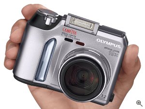 Olympus' Camedia C-730 Ultra Zoom digital camera. Courtesy of Olympus, with modifications by Michael R. Tomkins. Click for a bigger picture!