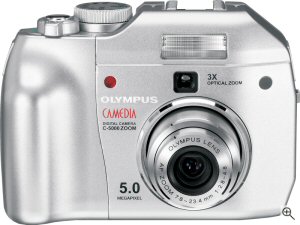 Olympus C-5000 Zoom digital camera. Courtesy of Olympus, with modifications by Michael R. Tomkins. Click for a bigger picture!
