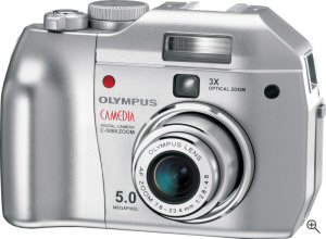 Olympus C-5000 Zoom digital camera. Courtesy of Olympus, with modifications by Michael R. Tomkins. Click for a bigger picture!