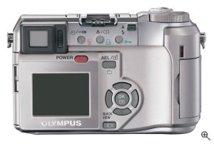 Olympus' C-750 Ultra Zoom digital camera. Courtesy of Olympus, with modifications by Michael R. Tomkins. Click for a bigger picture!