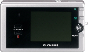 Olympus' Camedia AZ-2 digital camera. Courtesy of Olympus, with modifications by Michael R. Tomkins. Click for a bigger picture!