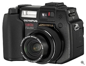 Olympus' Camedia C-5050 Zoom digital camera. Courtesy of Olympus, with modifications by Michael R. Tomkins. Click for a bigger picture