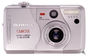Olympus' Camedia C-50 Zoom digital camera. Courtesy of Olympus, with modifications by Michael R. Tomkins. Click for a bigger picture