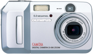 Olympus' Camedia D-595 Zoom digital camera. Courtesy of Olympus, with modifications by Michael R. Tomkins. Click for a bigger picture!