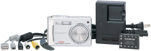 Olympus' Camedia D-630 Zoom digital camera. Courtesy of Olympus, with modifications by Michael R. Tomkins. Click for a bigger picture!