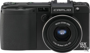 Ricoh's Caplio GX100 digital camera. Courtesy of Ricoh, with modifications by Michael R. Tomkins. Click for a bigger picture!